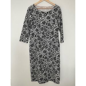 Boden Penny Jersey Dress, Black and White Floral, size 12 Long, NWT
